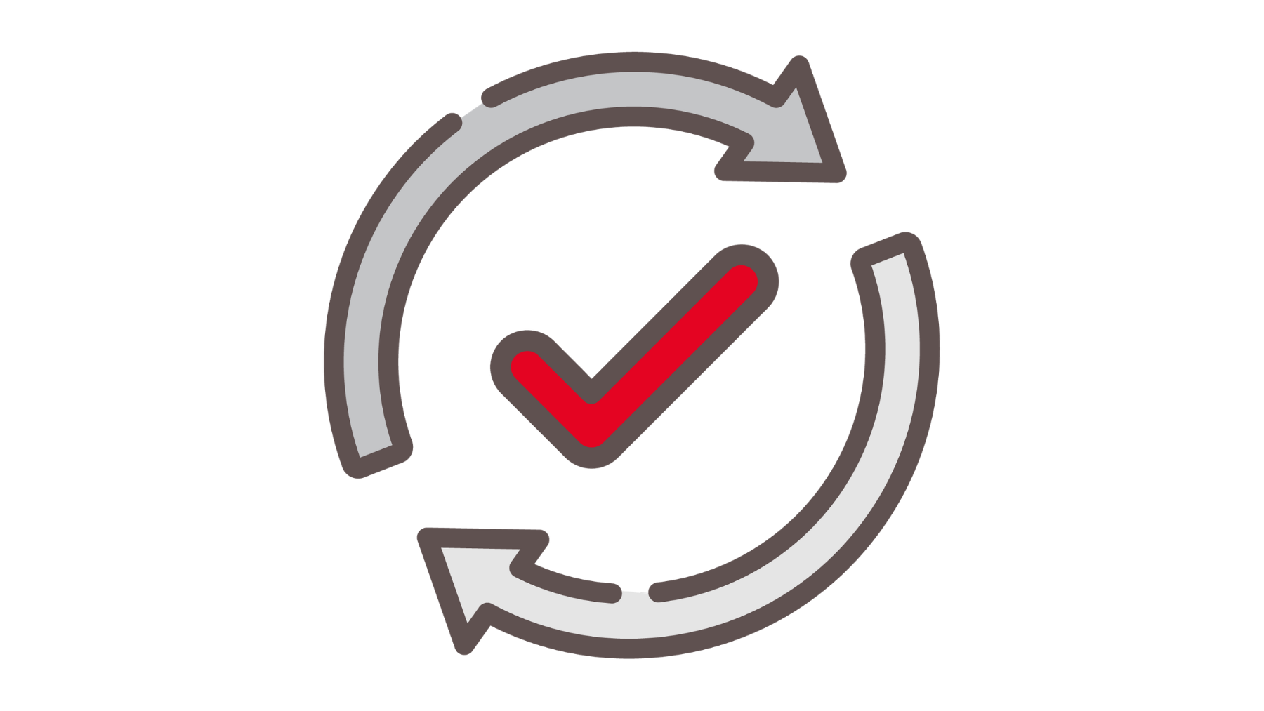 Check mark with arrows creating a circle around it