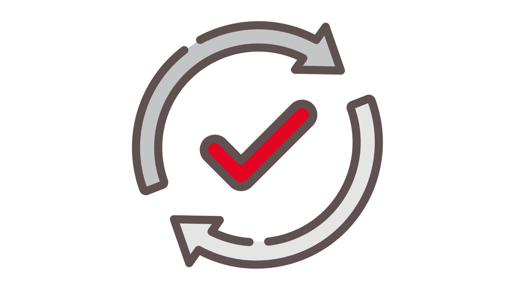 Check mark with arrows creating a circle around it