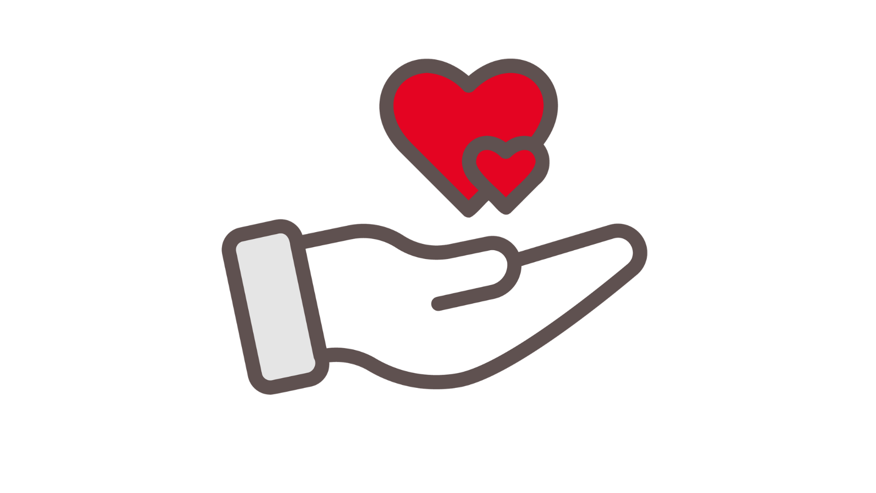 Hand holding hearts
