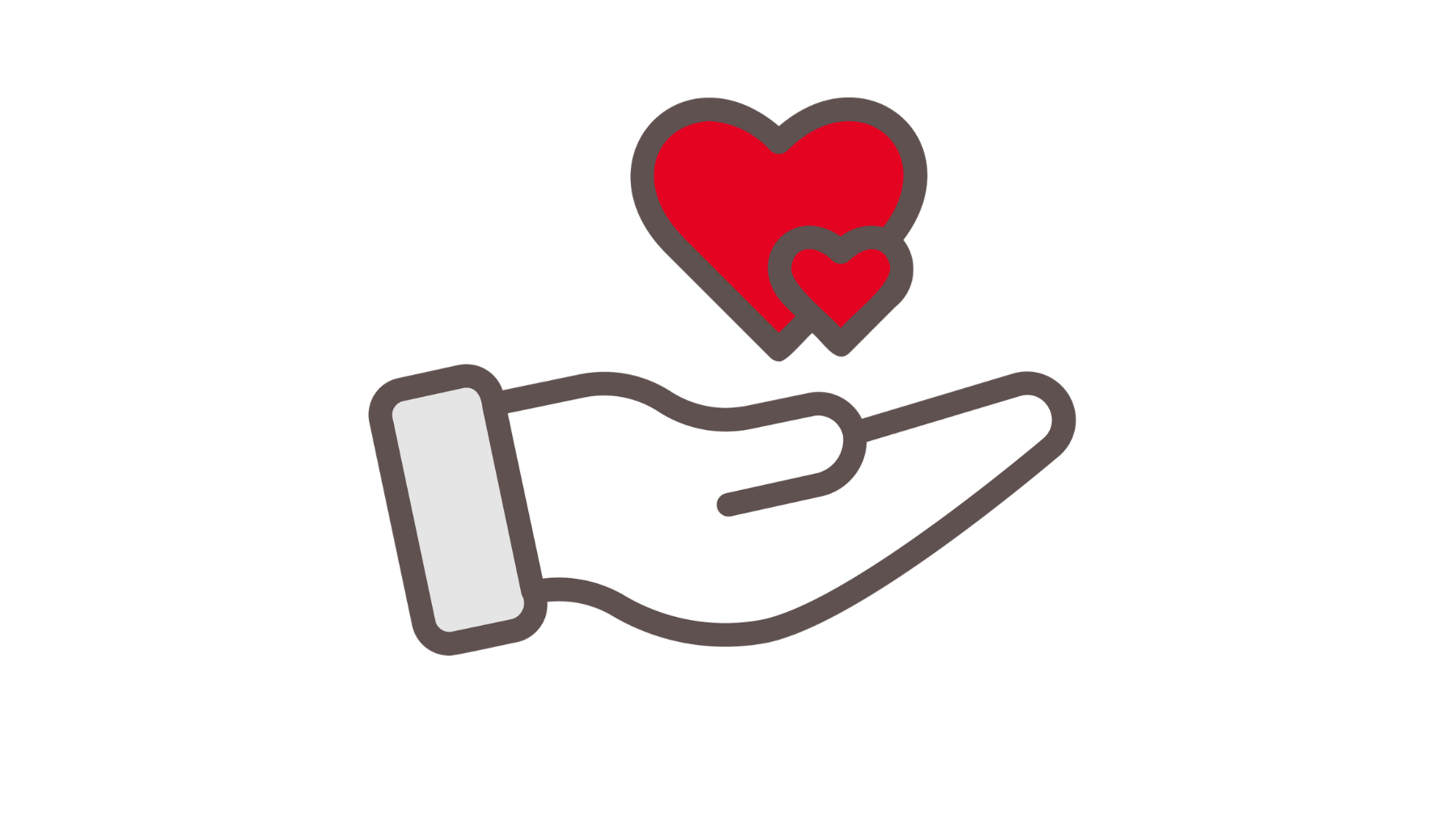 Hand holding hearts