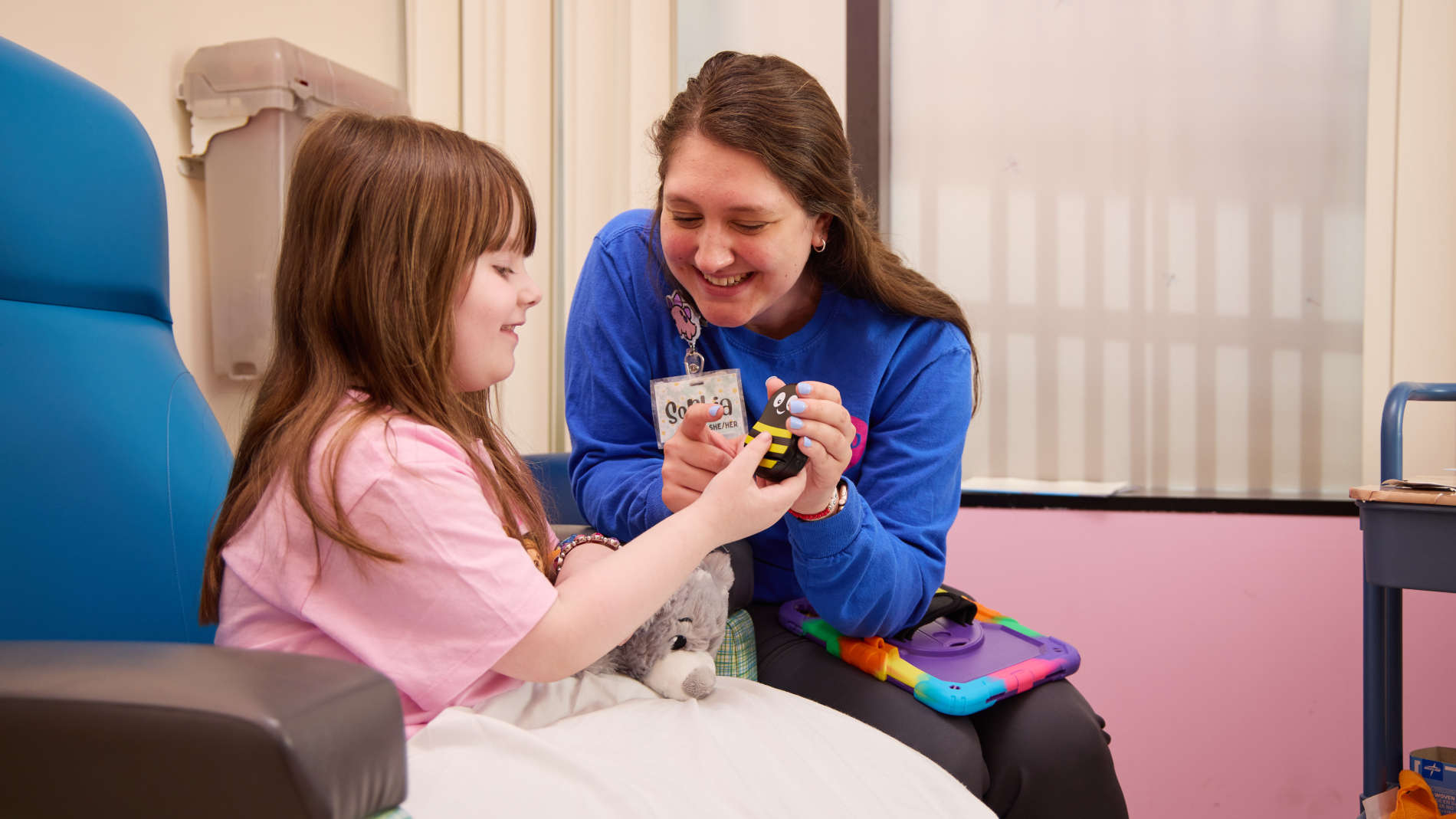 Child in infusions clinic