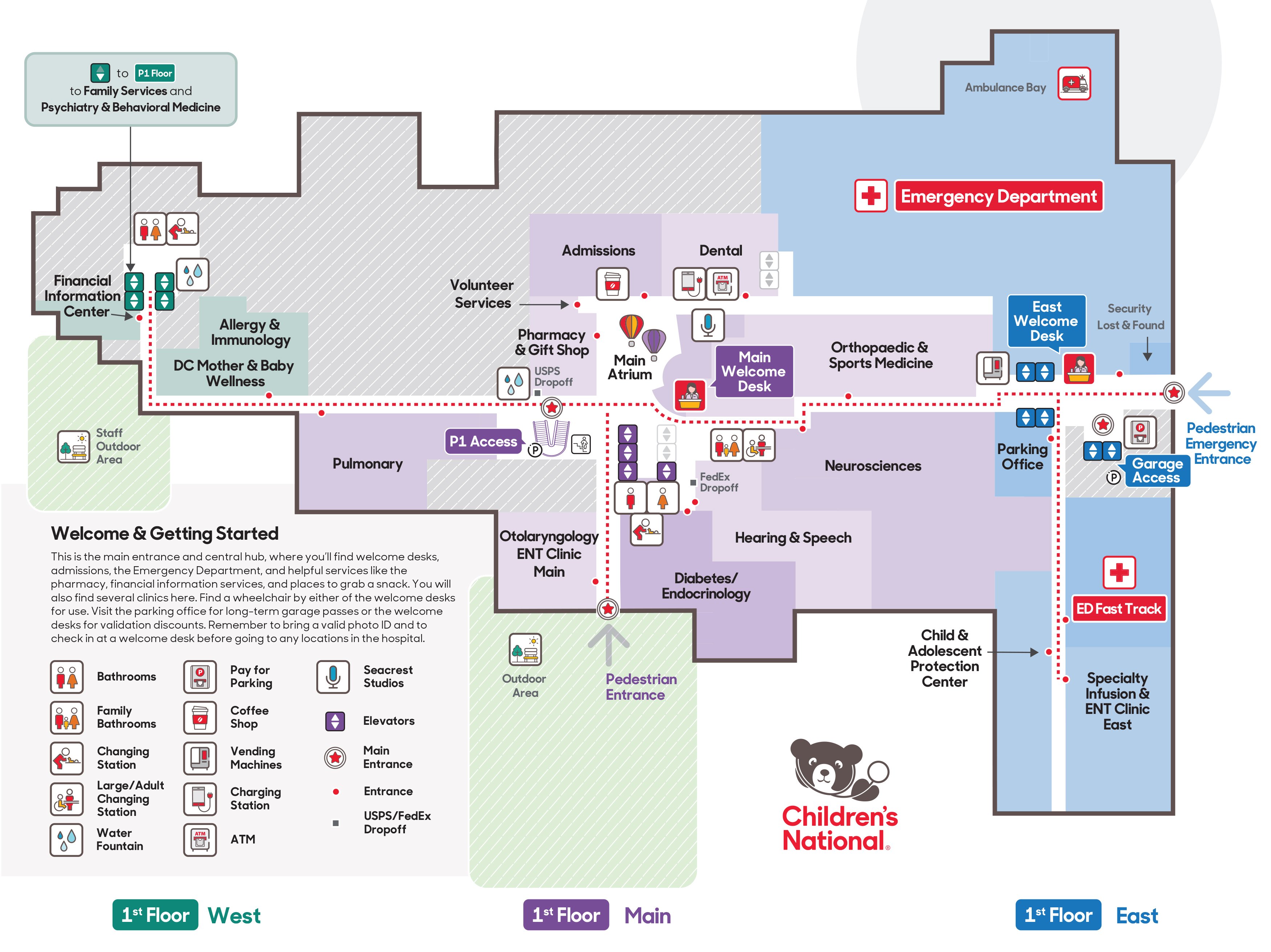 Map of main hospital level 1