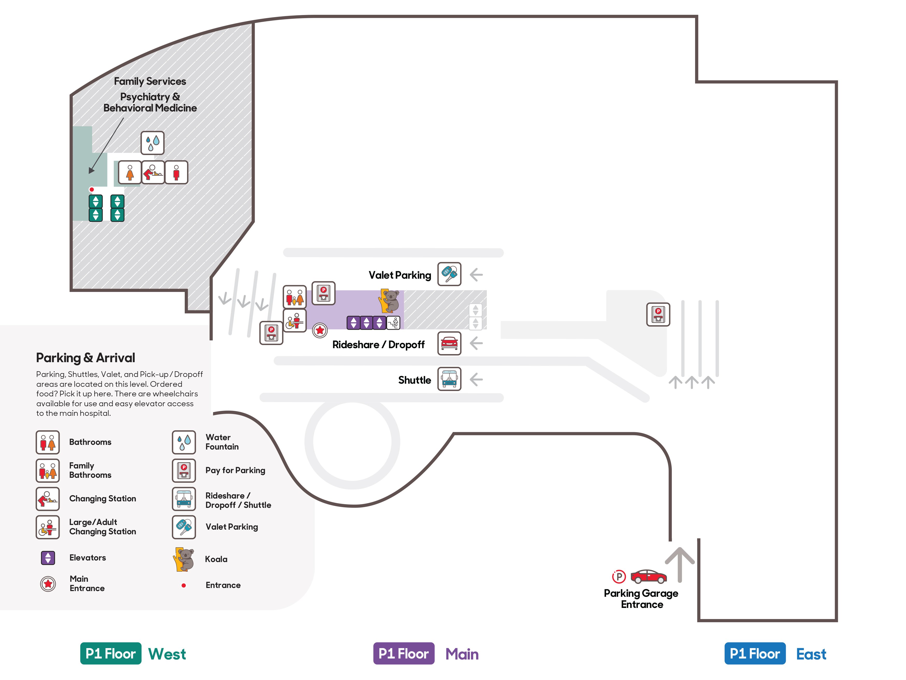 Map of main hospital level P1