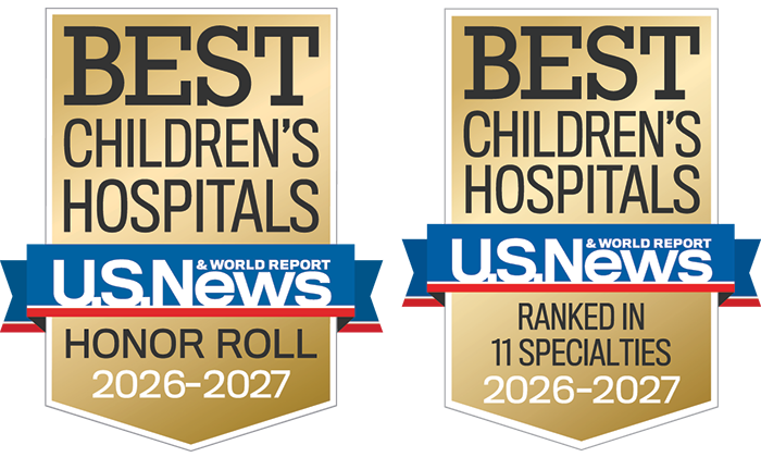 U.S. News & World Report - Best Children's Hospitals: Honor Roll and Ranked in 11 Specialties 2026-2027 badge