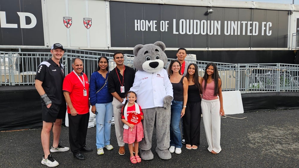 Loudoun United FC leaders and Dr. Bear.