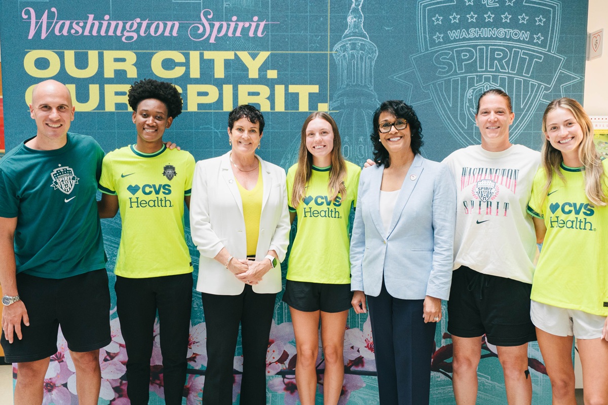 Children's National President and CEO Michelle Riley-Brown, MHA, FACHE, welcomed a group of Washington Spirit leaders and players during a visit to Children's National Hospital.