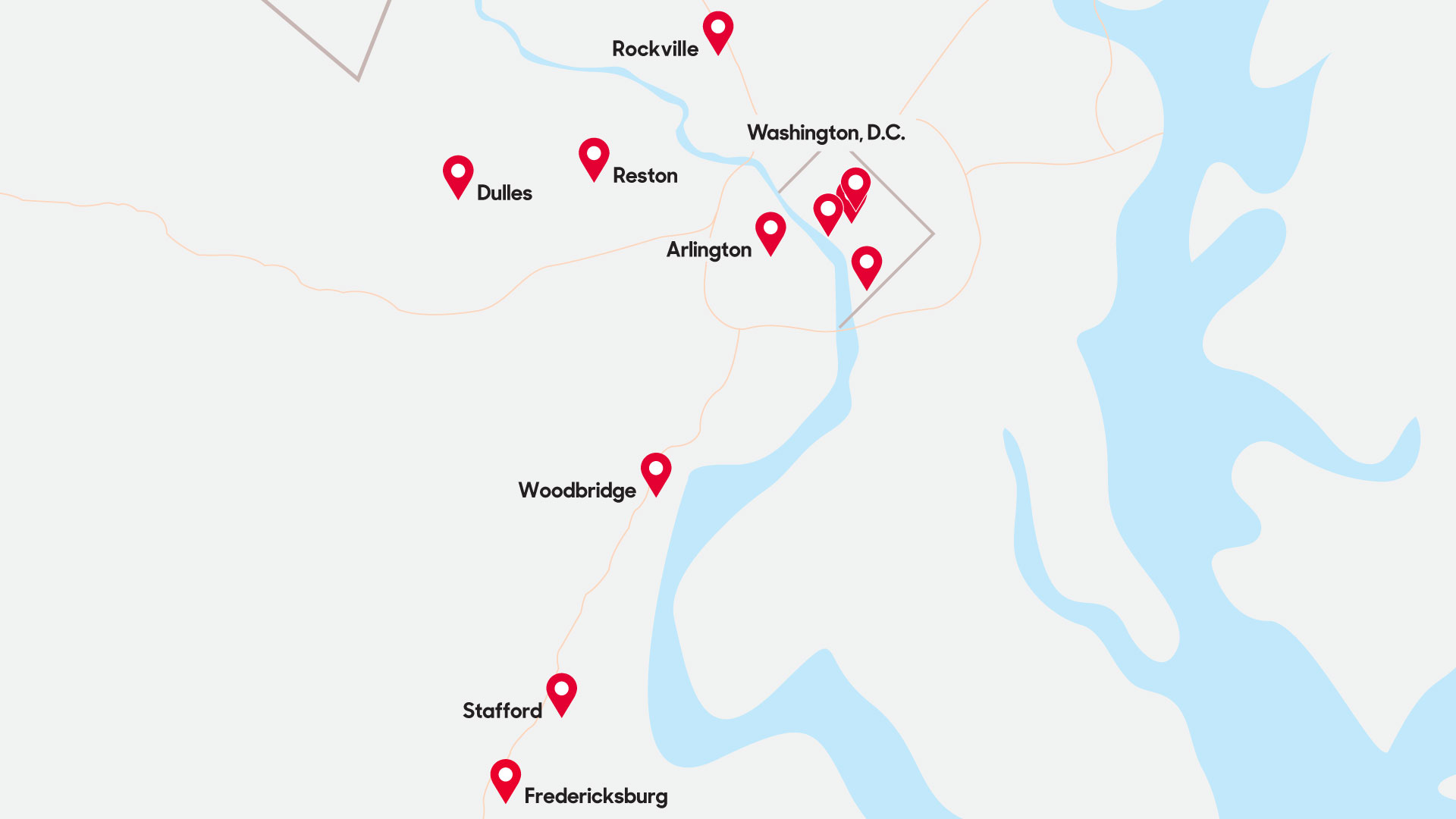 Children's National Neonatology locations including Rockville, Washington, D.C., Reston, Dulles, Arlington, Woodbridge, Stafford and Fredericksburg.