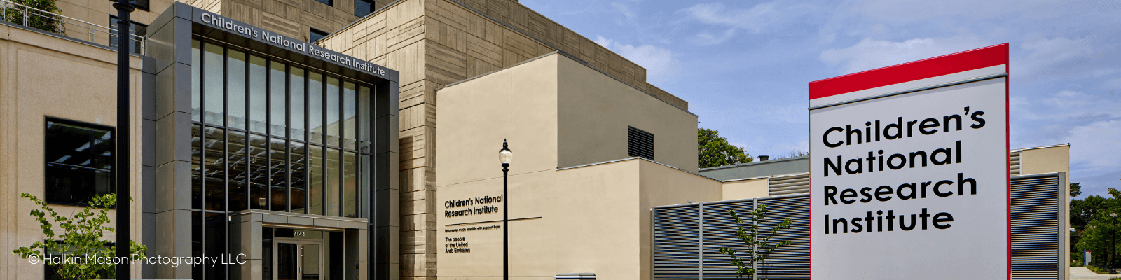 Children's National Research Institute entrance and sign.