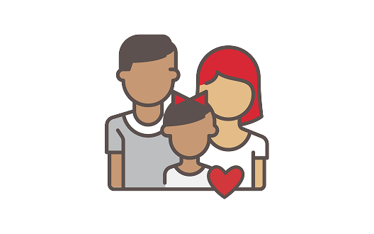 Icon of family with mother, father, and child.