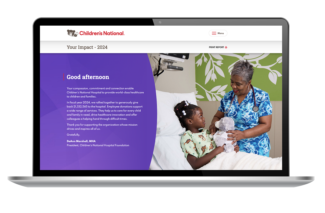 Laptop with screenshot of 2024 Impact Report.