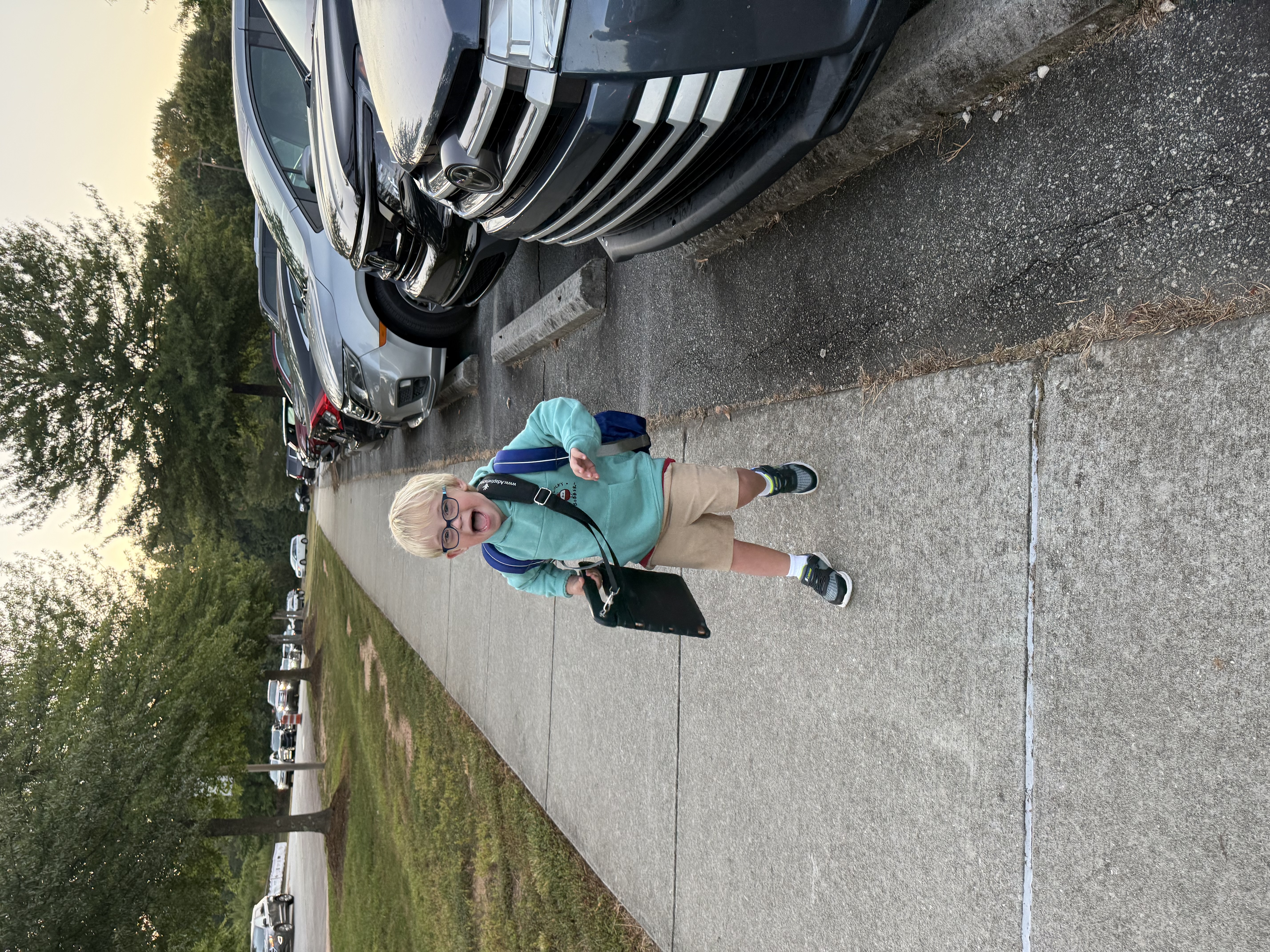 Callan on his way to school.