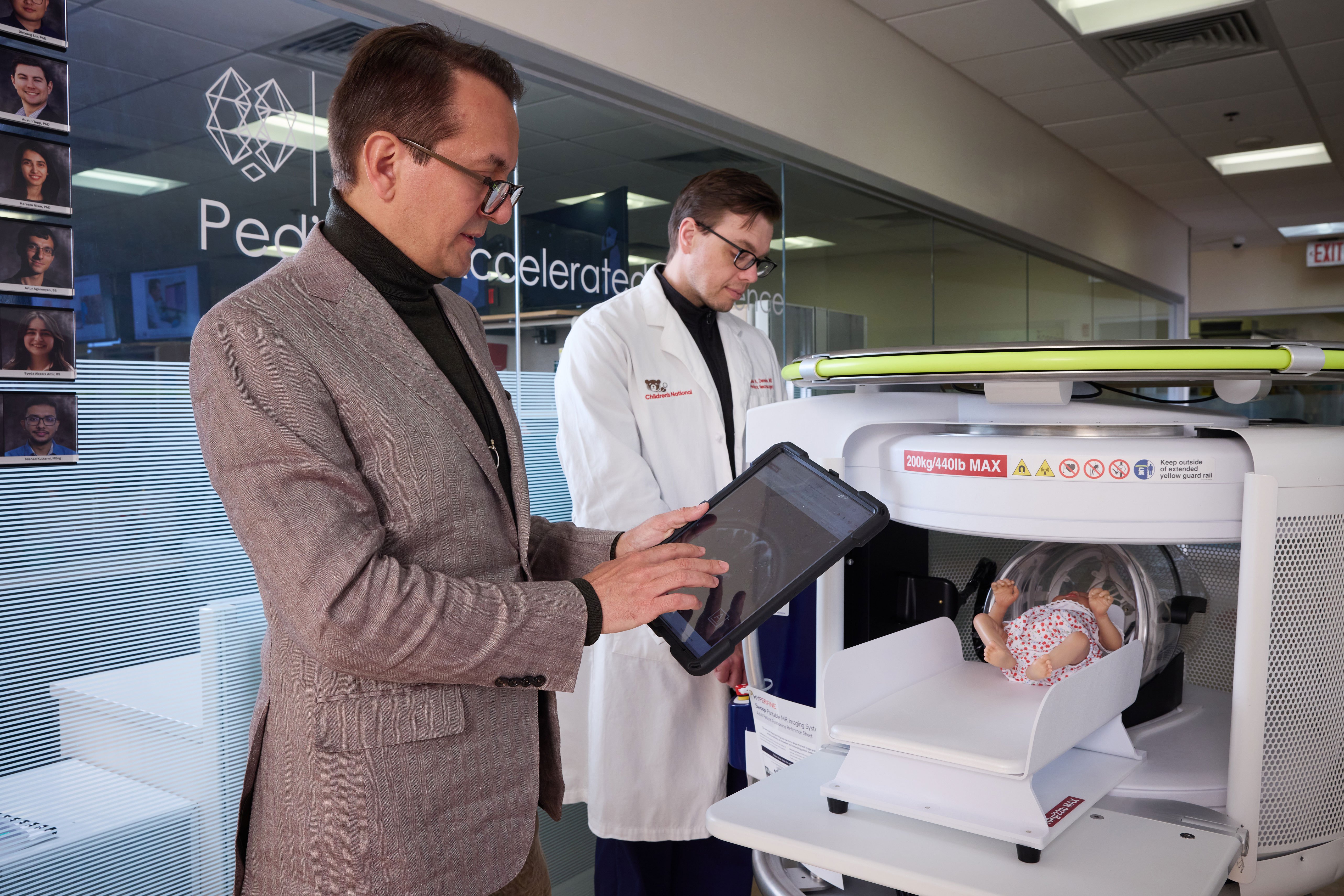 Drs. Marius Linguraru and Daniel Donoho demonstrate the Hyperfine Swoop using babydoll Lilly to walk through the process.